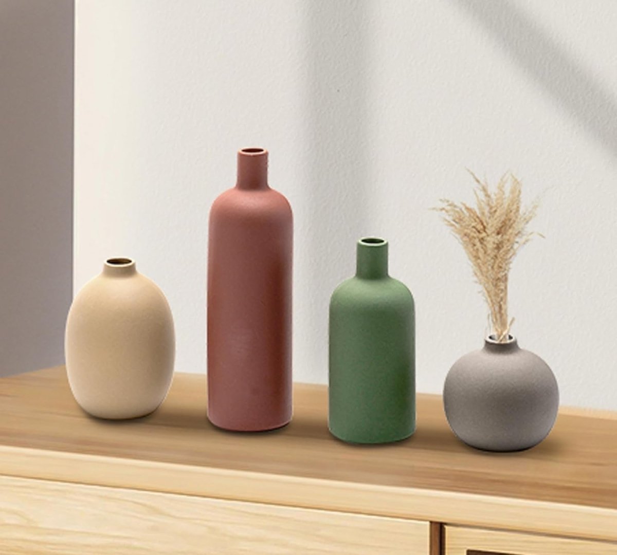 Ceramic Flower Vase Set of 4 Multicolor Modern Table Shelf Decor - Kwikley