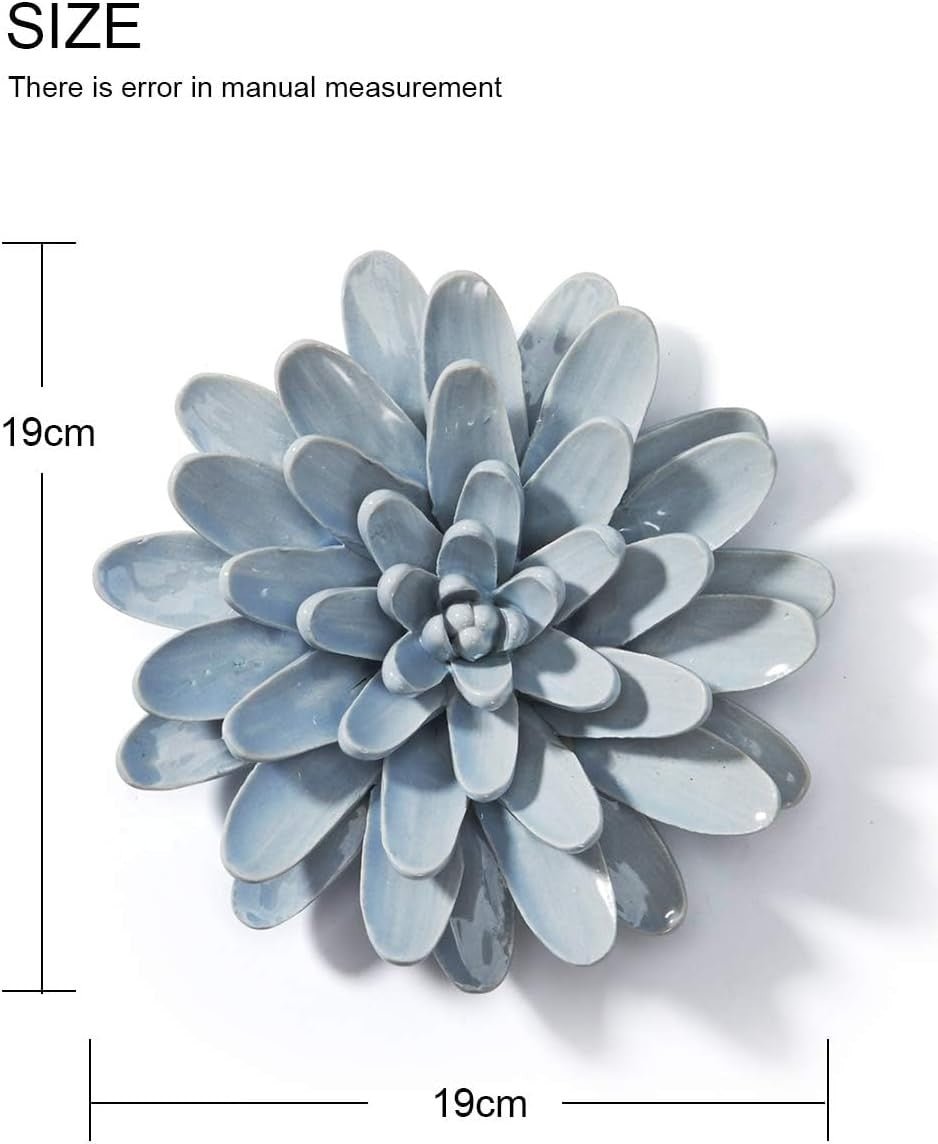 Ceramic Flower Wall Art Blue 17cm Modern Floral Decor - Kwikley