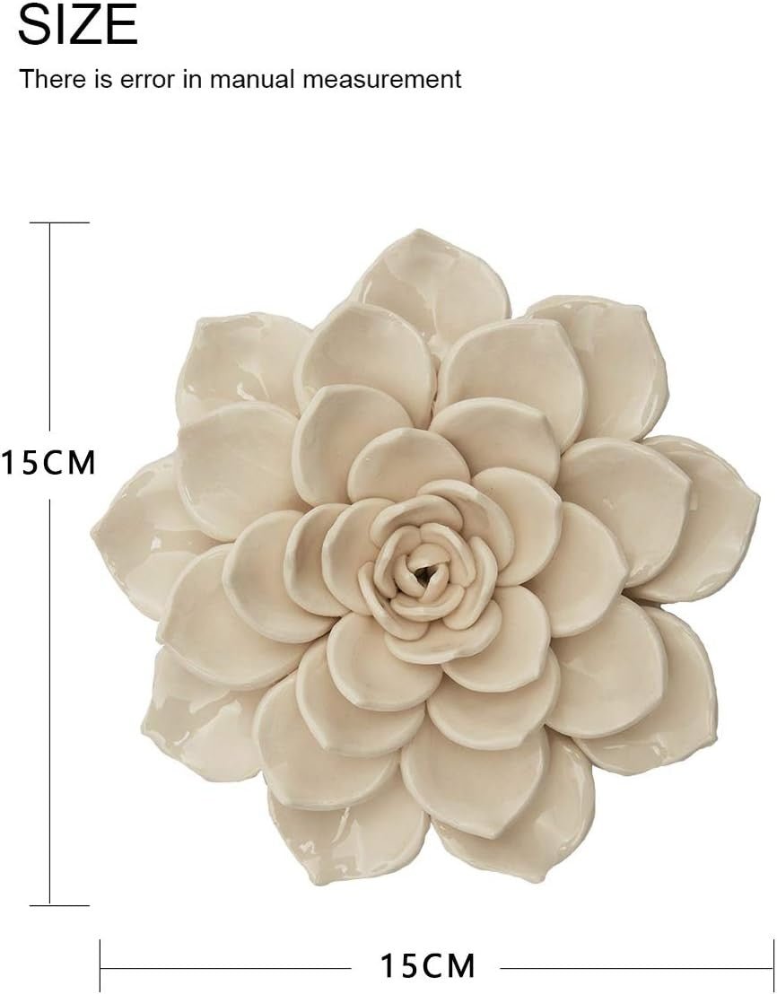 Ceramic Flower Wall Art Sculpture 17cm White Decor - Kwikley