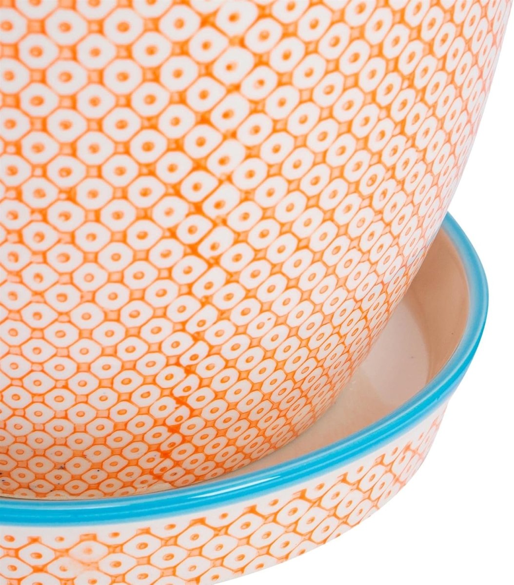 Ceramic Plant Pots 3 Pack 20.5cm Orange Porcelain Planters - Kwikley