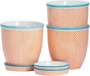 Ceramic Plant Pots 3 Pack 20.5cm Orange Porcelain Planters - Kwikley