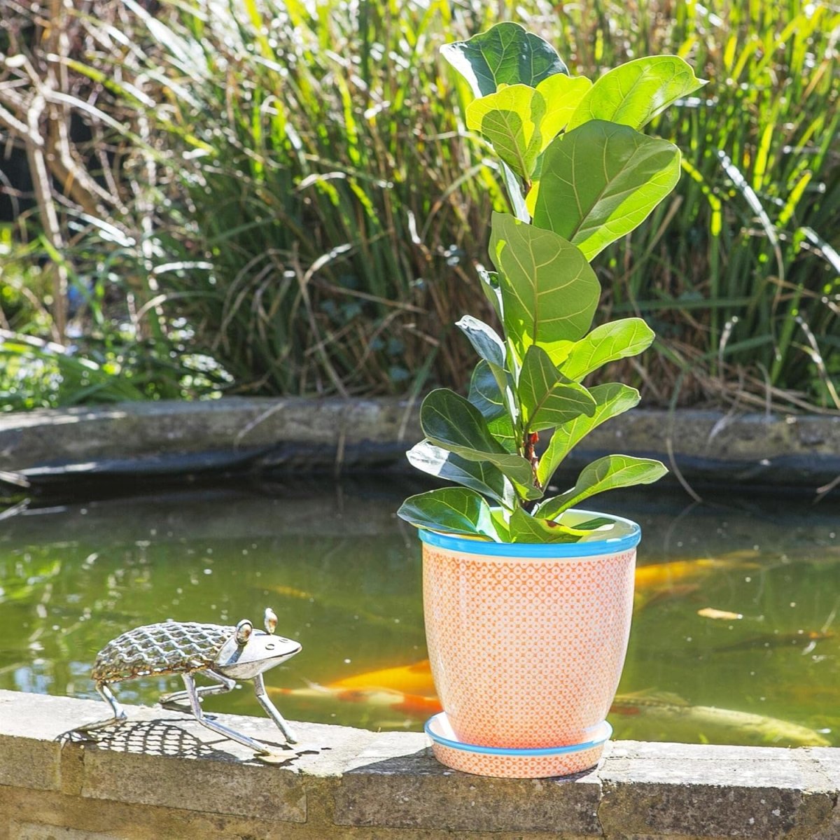 Ceramic Plant Pots 3 Pack 20.5cm Orange Porcelain Planters - Kwikley