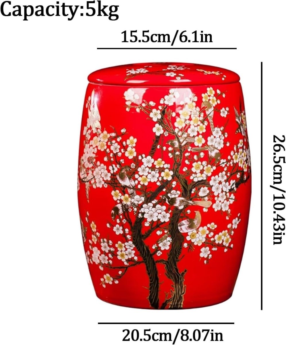 Ceramic Rice Storage Jar 5KG Airtight Grain Container with Lid Handle - Kwikley