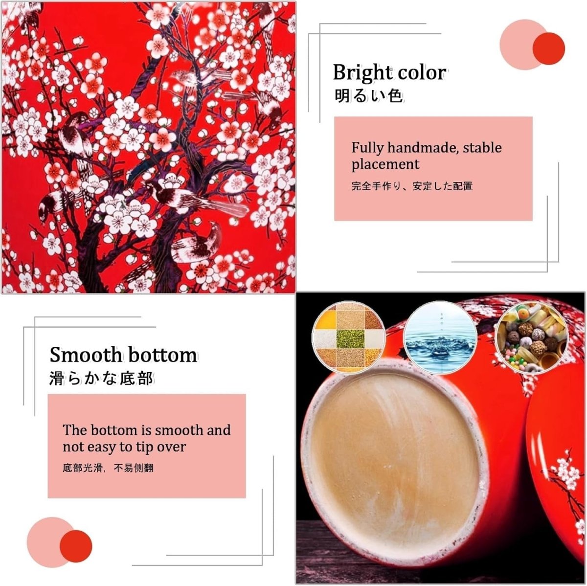 Ceramic Rice Storage Jar 5KG Airtight Grain Container with Lid Handle - Kwikley