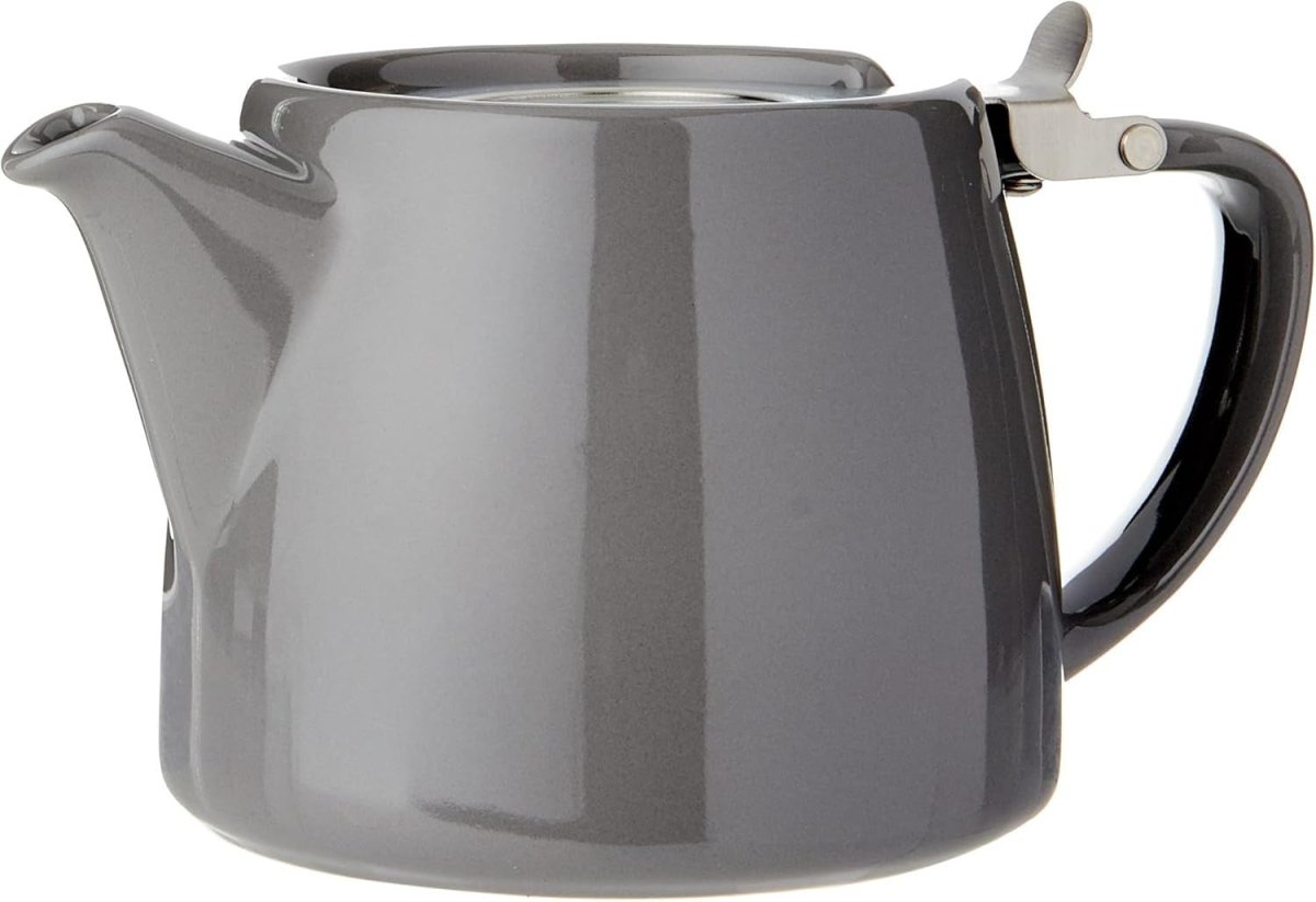 Ceramic Teapot 530ml Grey Tea Pot Stainless Steel Infuser Lid - Kwikley