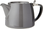 Ceramic Teapot 530ml Grey Tea Pot Stainless Steel Infuser Lid - Kwikley