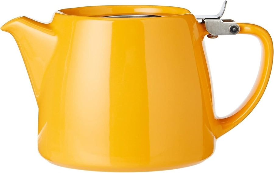 Ceramic Teapot with Infuser 530ml Tea Pot Stainless Steel Lid Orange - Kwikley