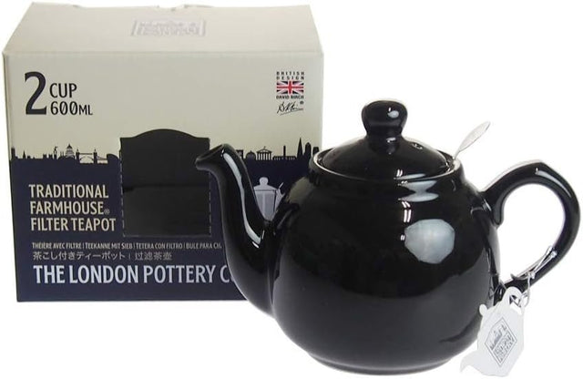 Ceramic Teapot with Infuser 600ml Gloss Black Loose Leaf Tea Pot