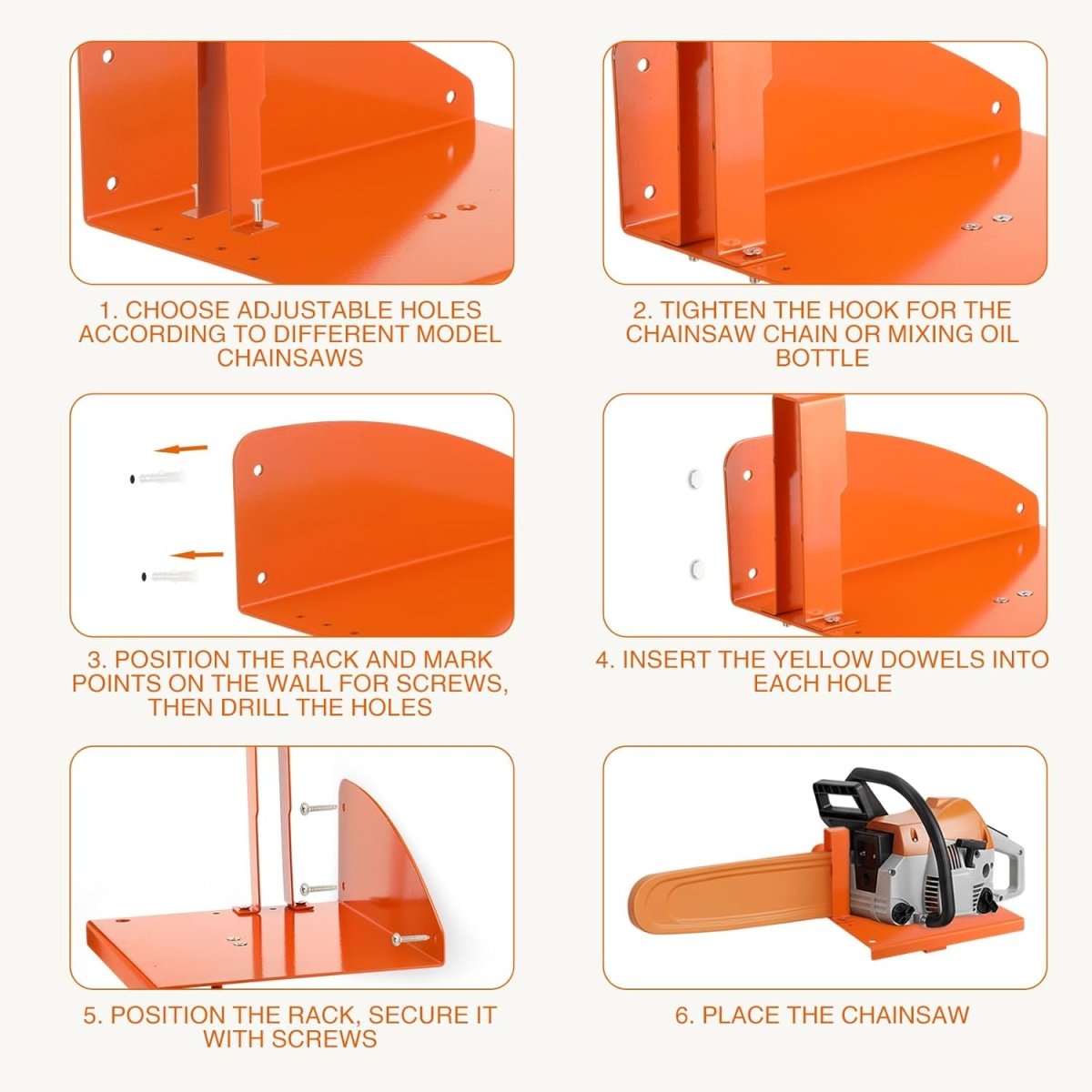 Chainsaw Wall Mount Holder 2 Pack Heavy Duty Tool Rack - Kwikley