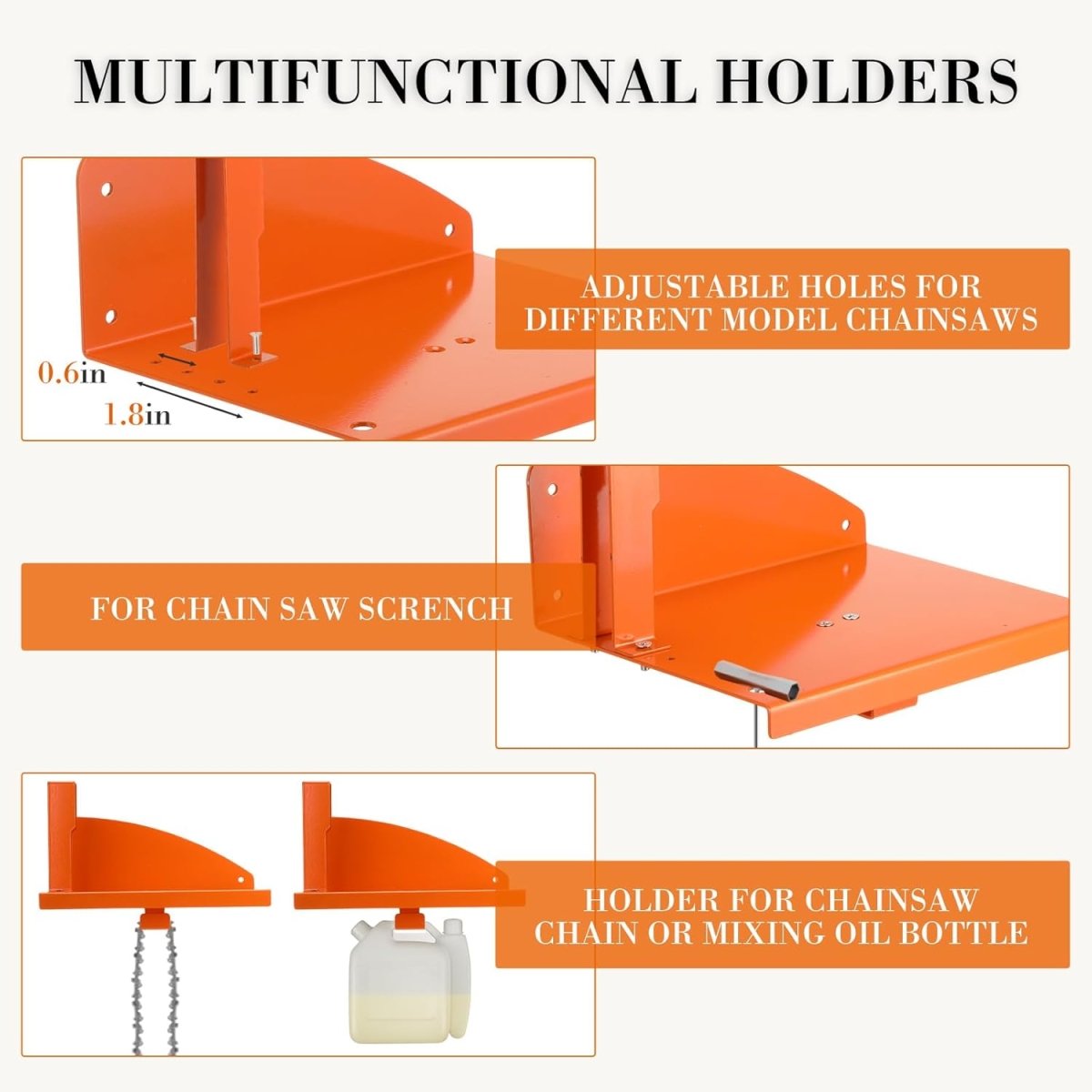 Chainsaw Wall Mount Holder 2 Pack Heavy Duty Tool Rack - Kwikley