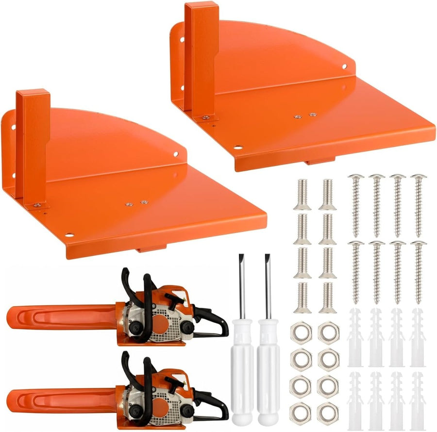 Chainsaw Wall Mount Holder 2 Pack Heavy Duty Tool Rack - Kwikley