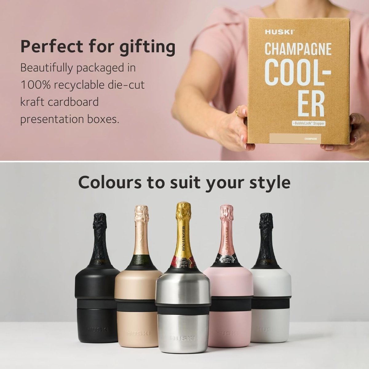 Champagne Wine Bottle Cooler Icicleless Keeps Drinks Cold 6 Hours Black - Kwikley