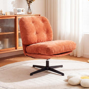 Chenille Accent Chair with Ottoman Foldable Lounge Armchair Orange - Kwikley