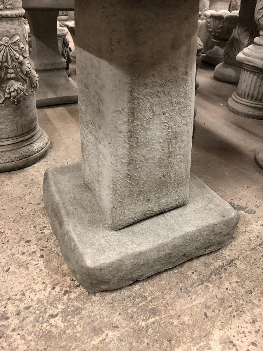 Chunky Stone Bird Bath Square 3pc | Heavy Concrete Garden Ornament 395mm - Kwikley