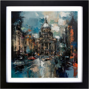 City of Belfast Abstract Canvas Wall Art 18x18" Framed Modern Decor - Kwikley