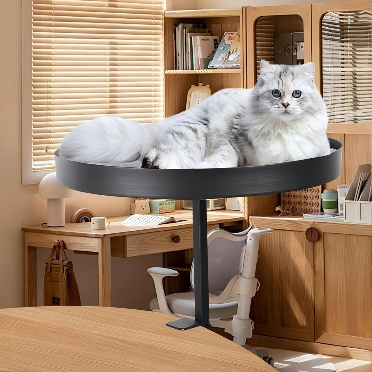 Clamp On Desk Cat Bed Space Saving Cat Hammock Elevated Perch - Kwikley