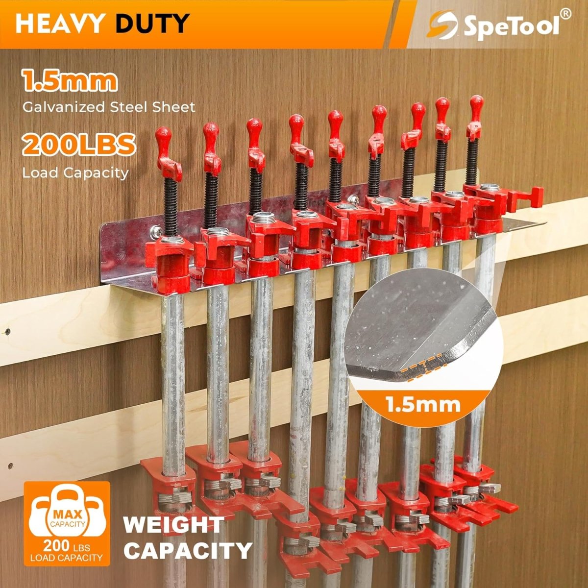 Clamp Rack Wall Mount Heavy Duty 3 in 1 Clamp Holder 200lbs - Kwikley