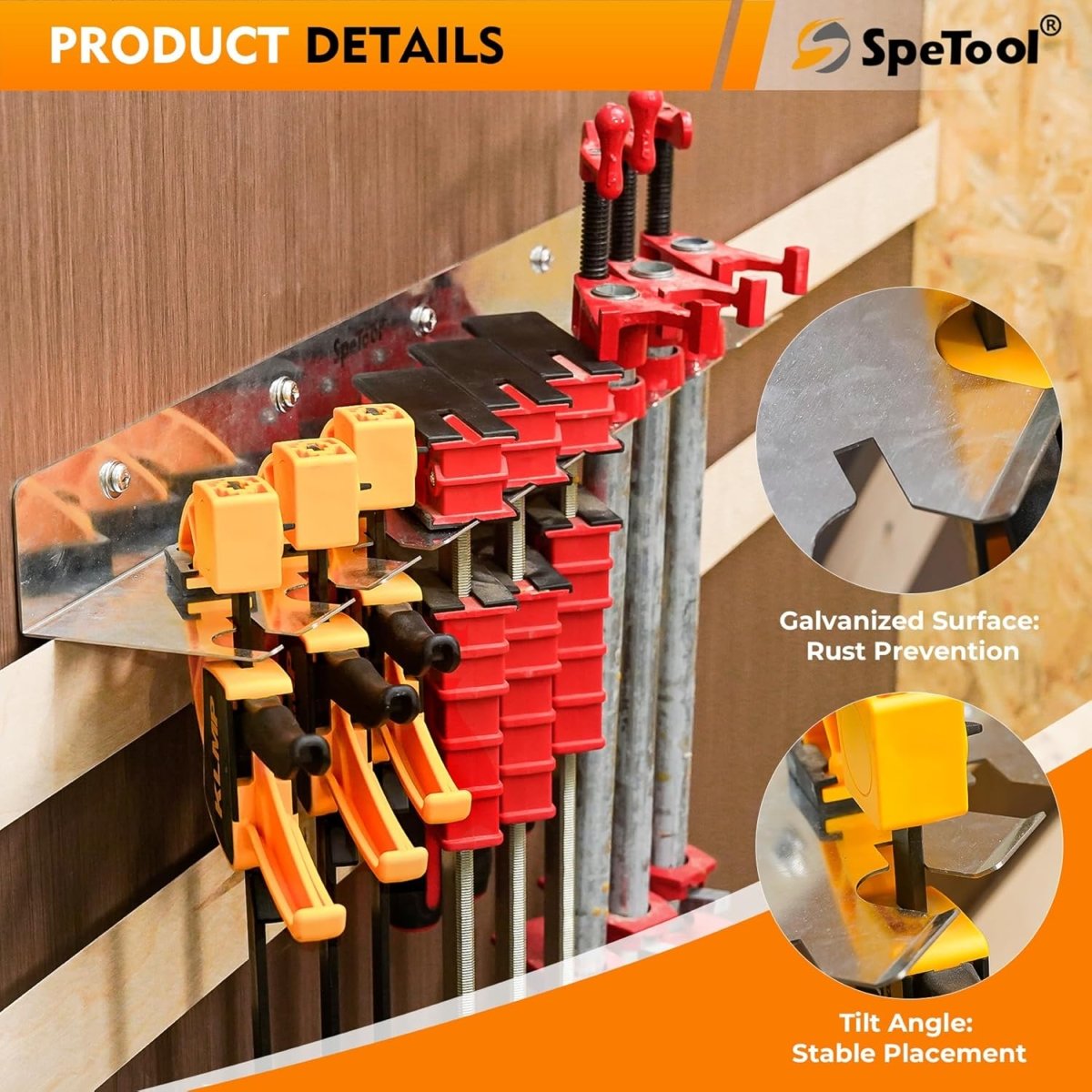 Clamp Rack Wall Mount Heavy Duty 3 in 1 Clamp Holder 200lbs - Kwikley