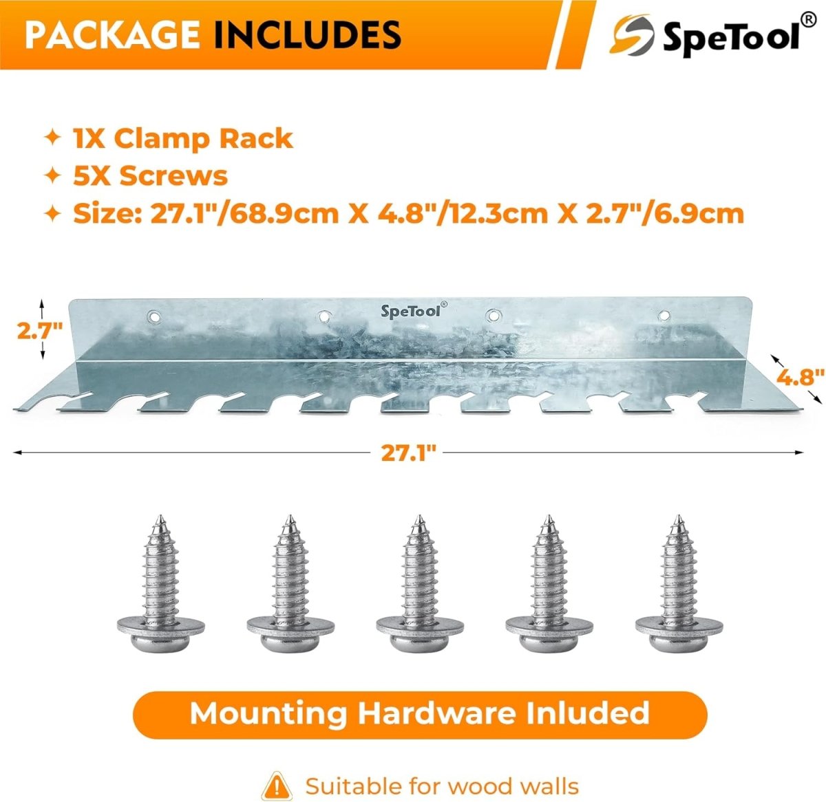 Clamp Rack Wall Mount Heavy Duty 3 in 1 Clamp Holder 200lbs - Kwikley
