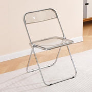 Clear Acrylic Folding Chair Chrome Frame Modern Dining Vanity Chair - Kwikley