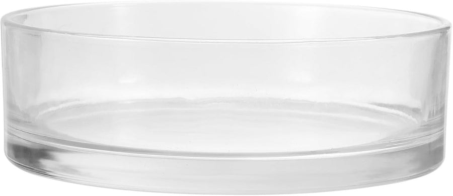 Clear Glass Cylinder Bowl Vase 10x3in Centrepiece Terrarium Decor - Kwikley