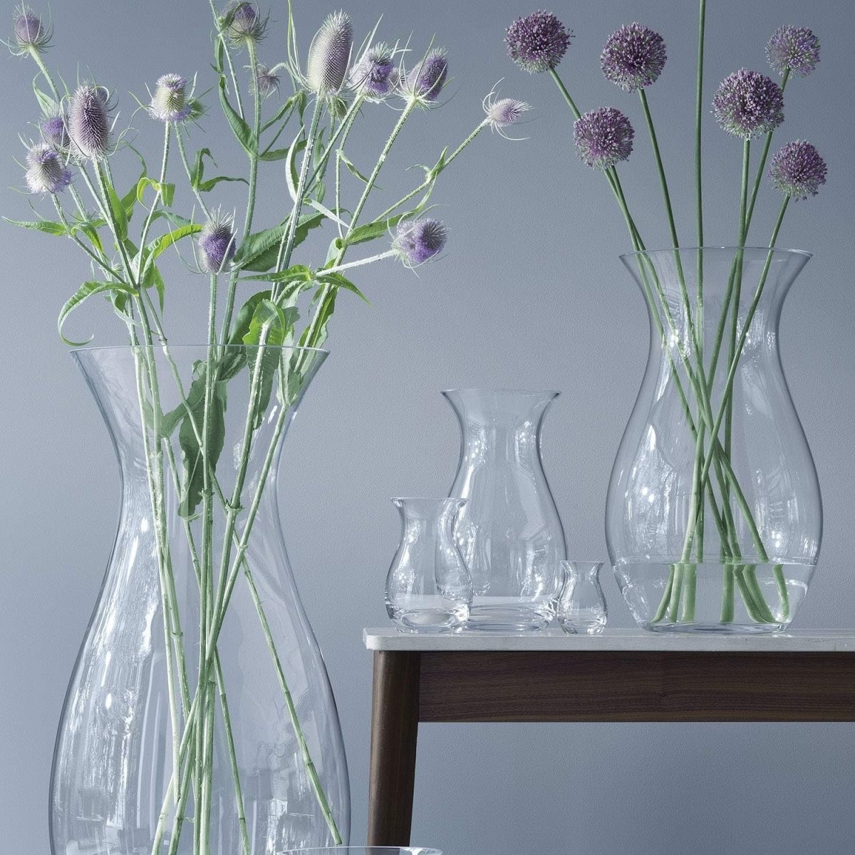 Clear Glass Flower Vase 23cm Modern Bouquet Centerpiece Home Table Décor - Kwikley