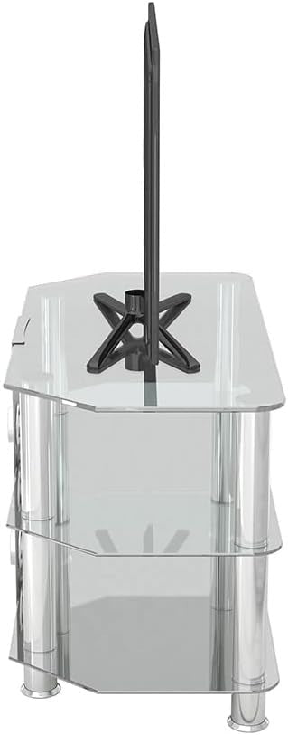 Clear Glass TV Stand 80cm Wide for TVs up to 43" | Chrome Legs | Cable Mgmt - Kwikley
