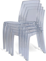 Clear Polycarbonate Dining Chairs Set of 4 Stackable Modern Kitchen Seats - Kwikley