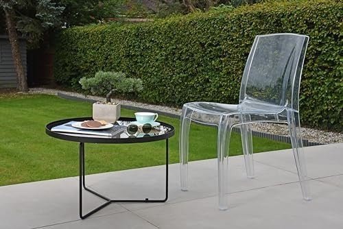 Clear Polycarbonate Dining Chairs Set of 4 Stackable Modern Kitchen Seats - Kwikley