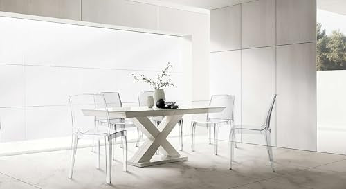 Clear Polycarbonate Dining Chairs Set of 4 Stackable Modern Kitchen Seats - Kwikley