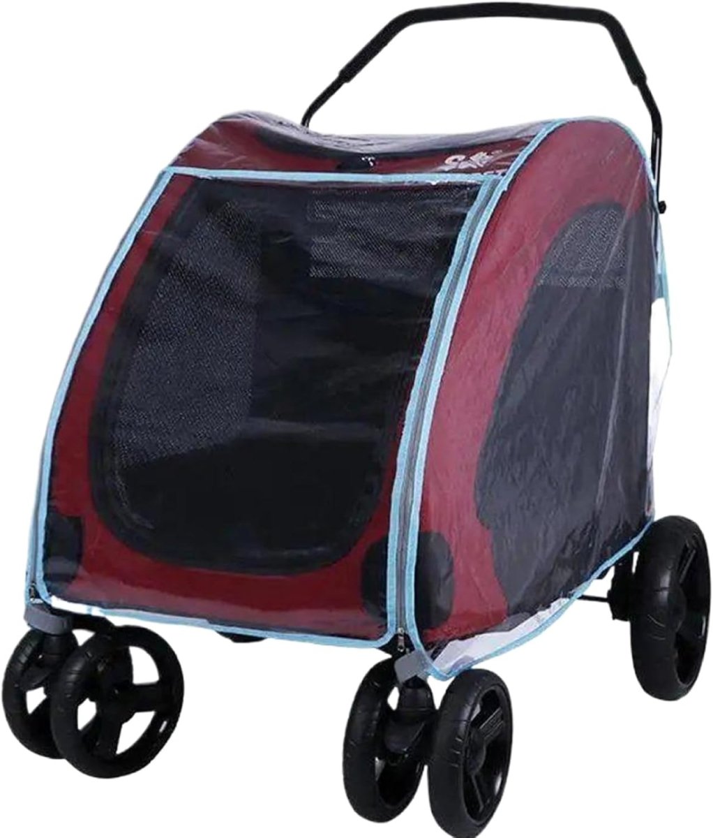 Clear Waterproof Dog Stroller Rain Cover Zip Front Wind Shield - Kwikley