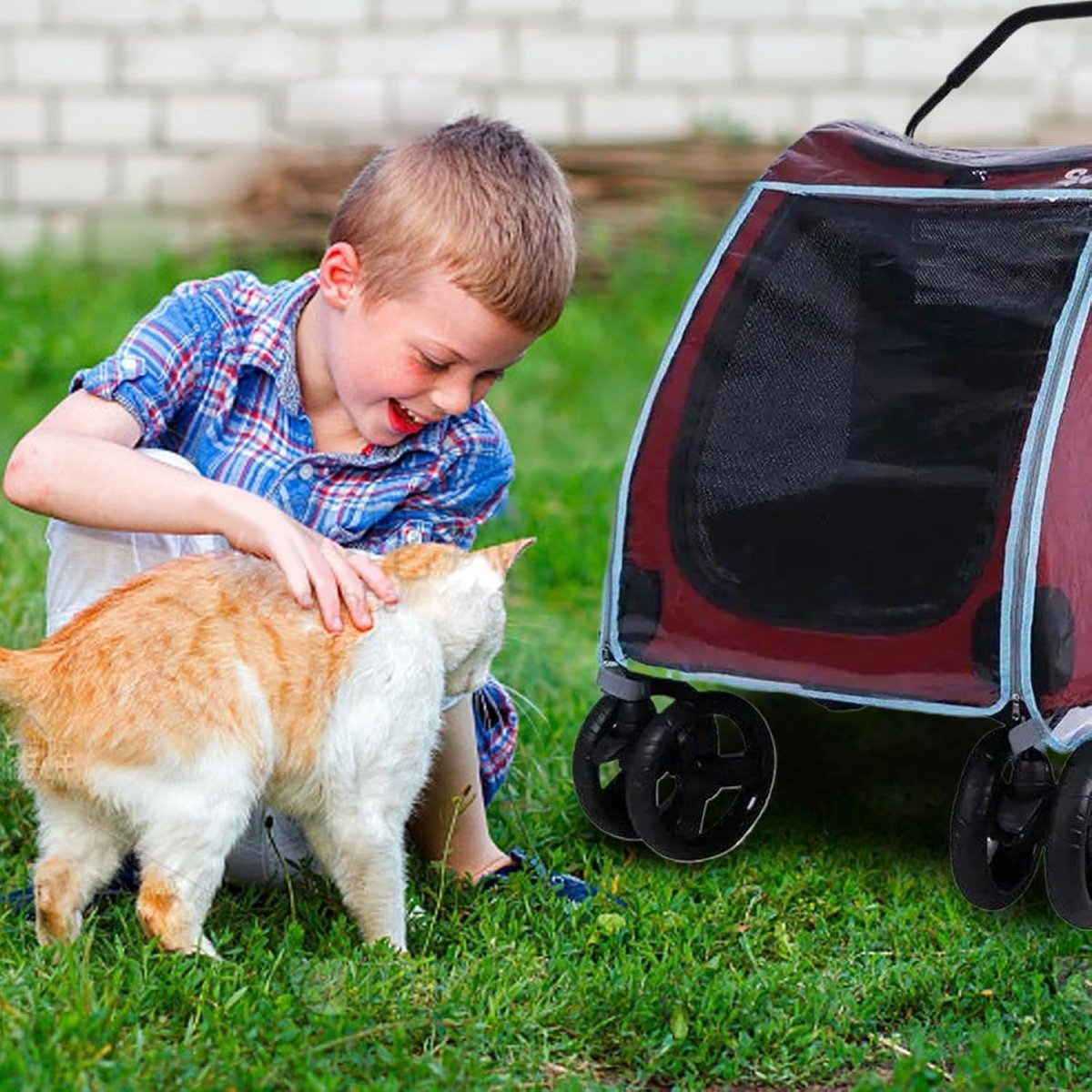 Clear Waterproof Dog Stroller Rain Cover Zip Front Wind Shield - Kwikley