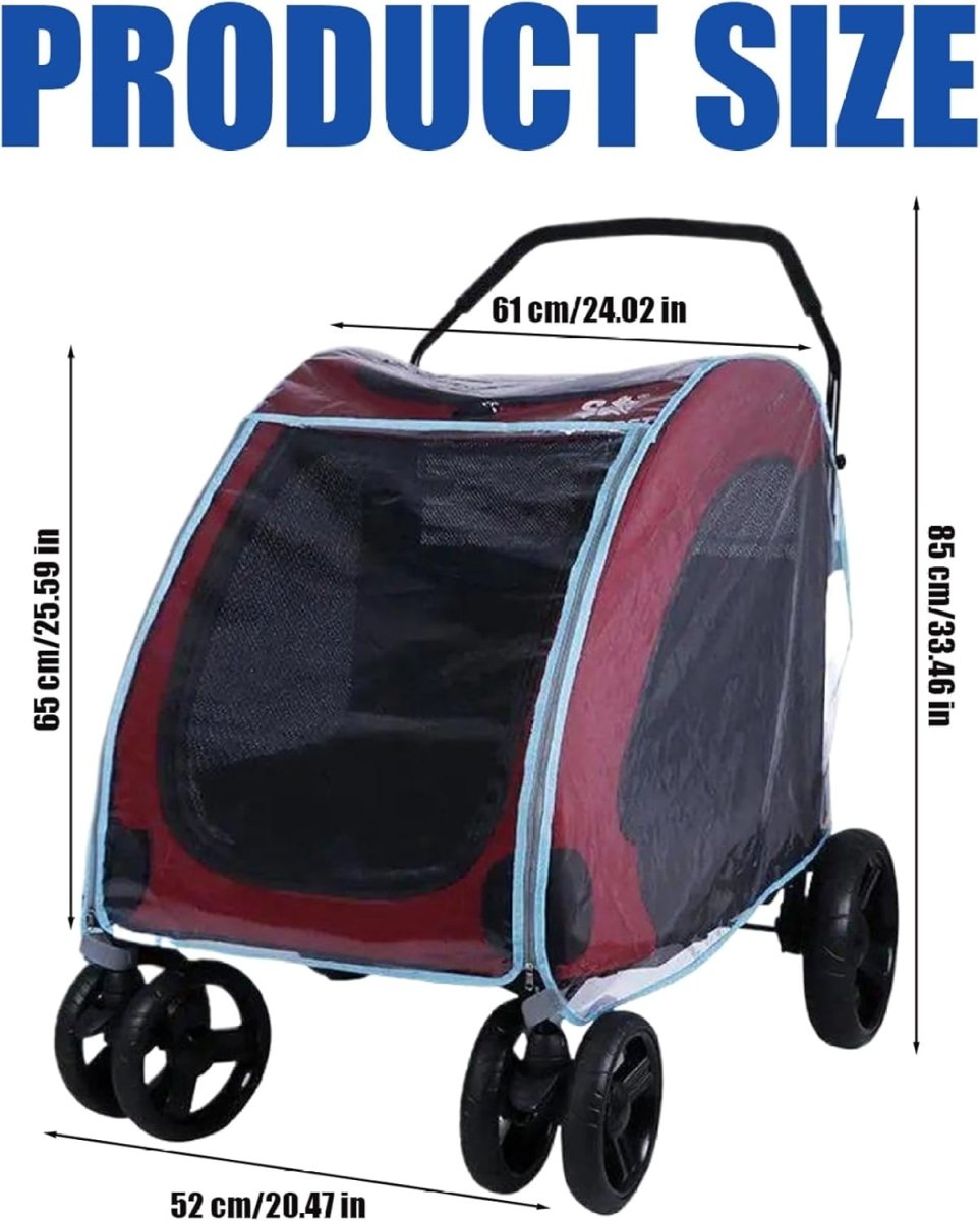 Clear Waterproof Dog Stroller Rain Cover Zip Front Wind Shield - Kwikley