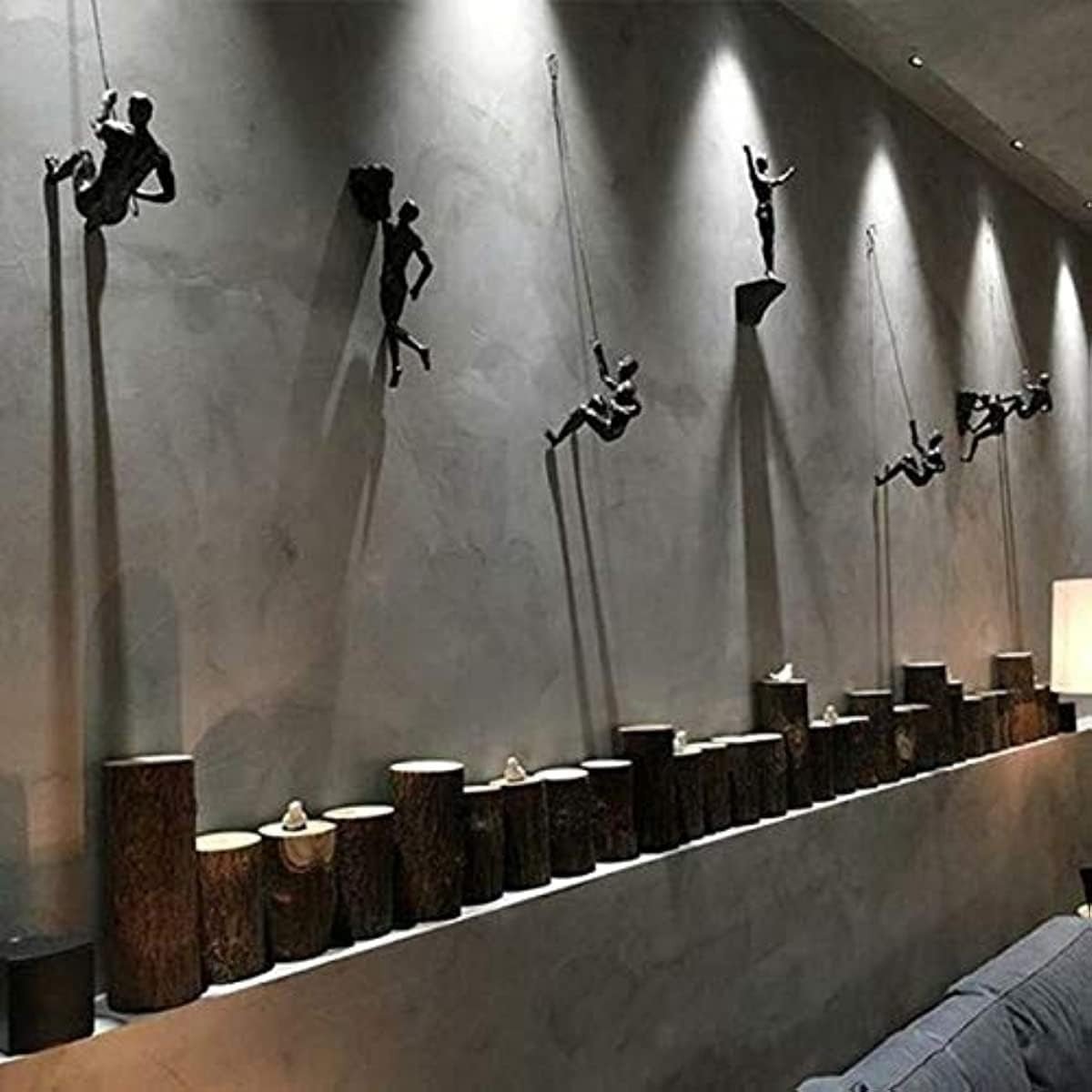 Climbing Man Wall Art Sculptures Set of 6 3D Resin Decor Modern - Kwikley