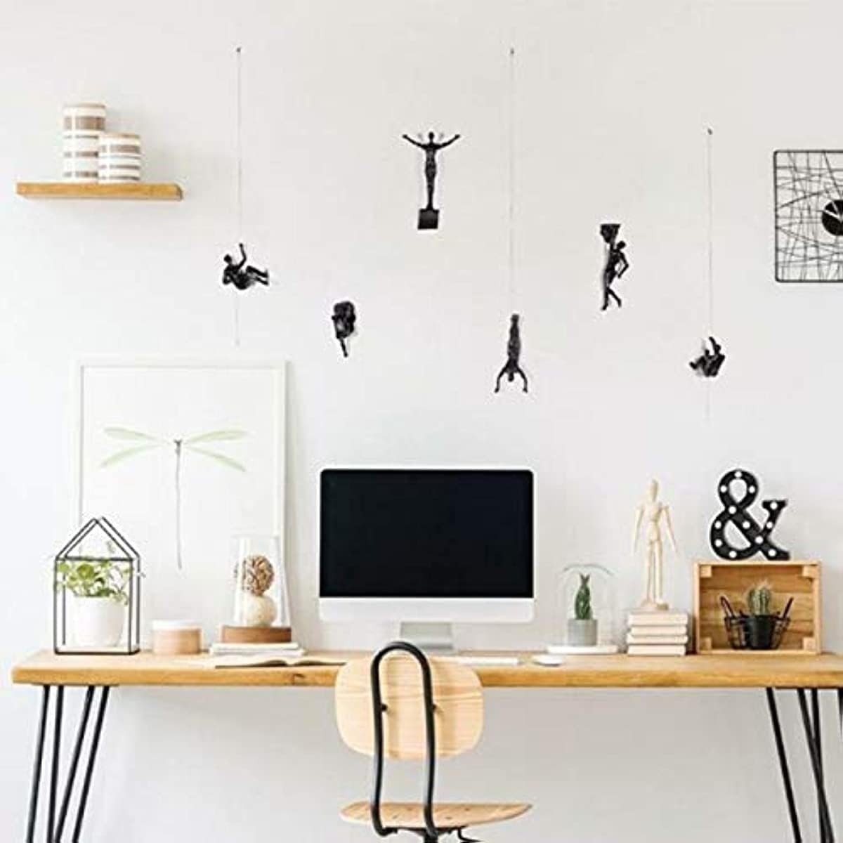 Climbing Man Wall Art Sculptures Set of 6 3D Resin Decor Modern - Kwikley