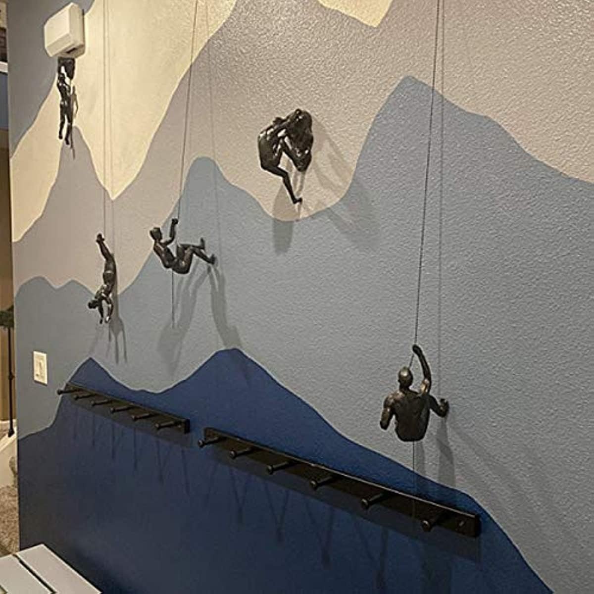 Climbing Man Wall Art Sculptures Set of 6 3D Resin Decor Modern - Kwikley