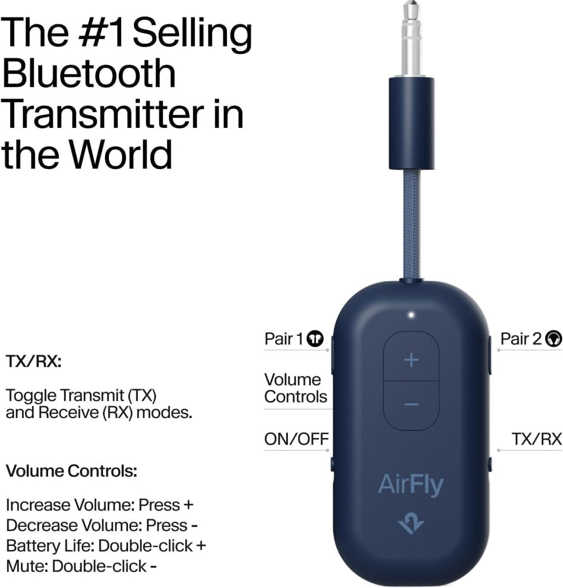 Coastal Blue Bluetooth 5.0 Audio Transmitter & Receiver – Dual Headphones - Kwikley