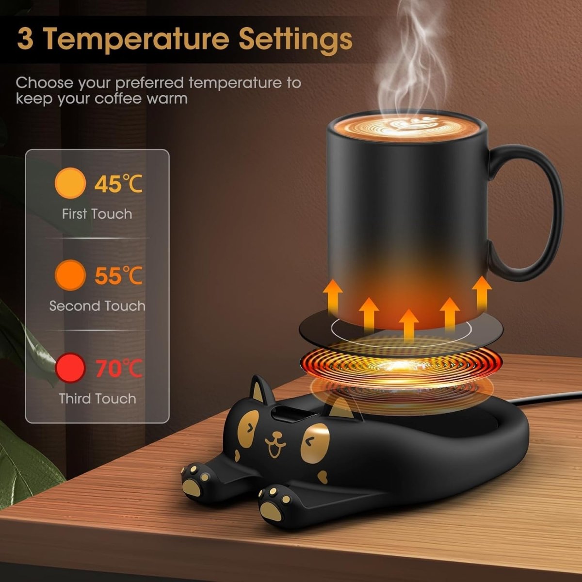 Coffee Mug Warmer 3 Temp Settings Auto Shut Desk Heater - Kwikley