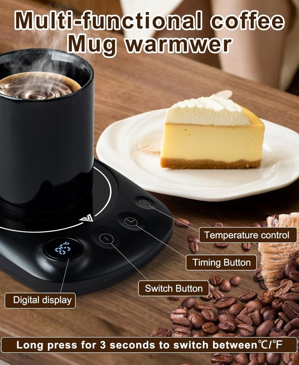 Coffee Mug Warmer 4 Temp Settings Timer Auto Shut Off Black - Kwikley