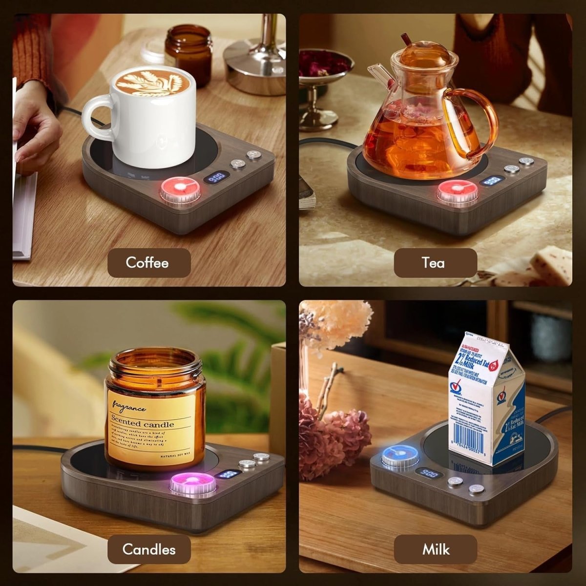 Coffee Mug Warmer 40 - 80°C Desk Cup Heater Timer LED Display - Kwikley