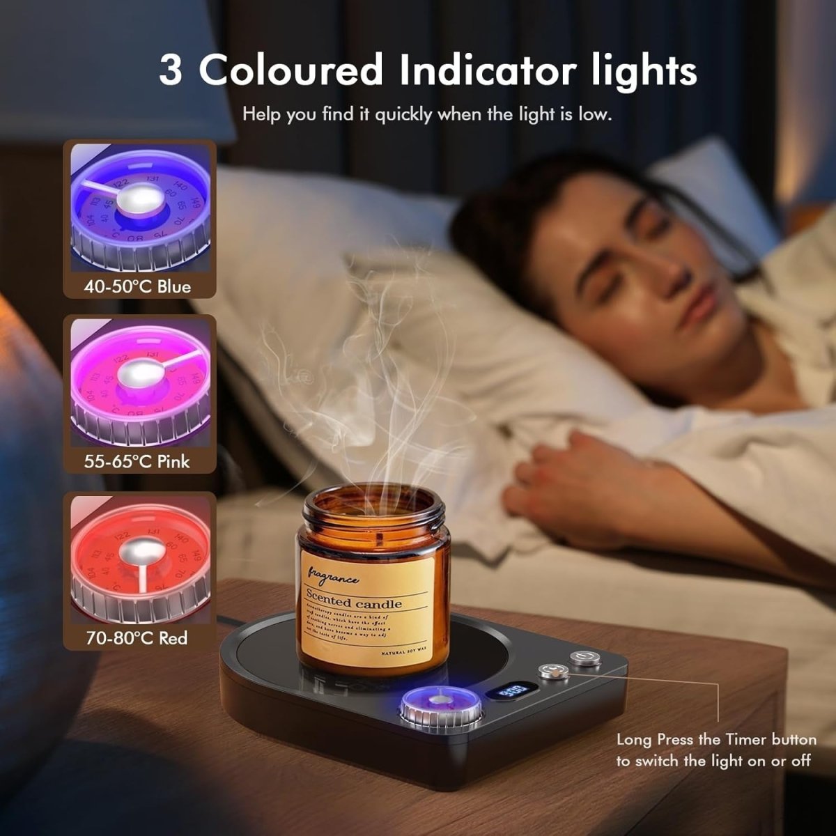 Coffee Mug Warmer 40 - 80°C Desk Cup Heater with Timer & Display - Kwikley