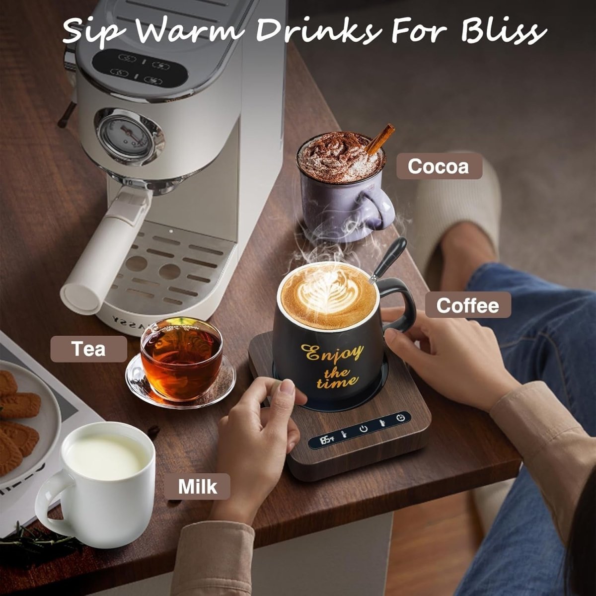 Coffee Mug Warmer Set 4 Temp 12H Timer Desk Cup Heater - Kwikley