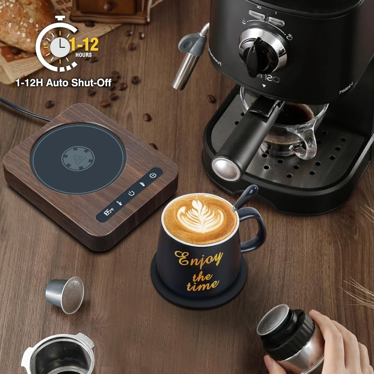 Coffee Mug Warmer Set 4 Temp 12H Timer Desk Cup Heater - Kwikley