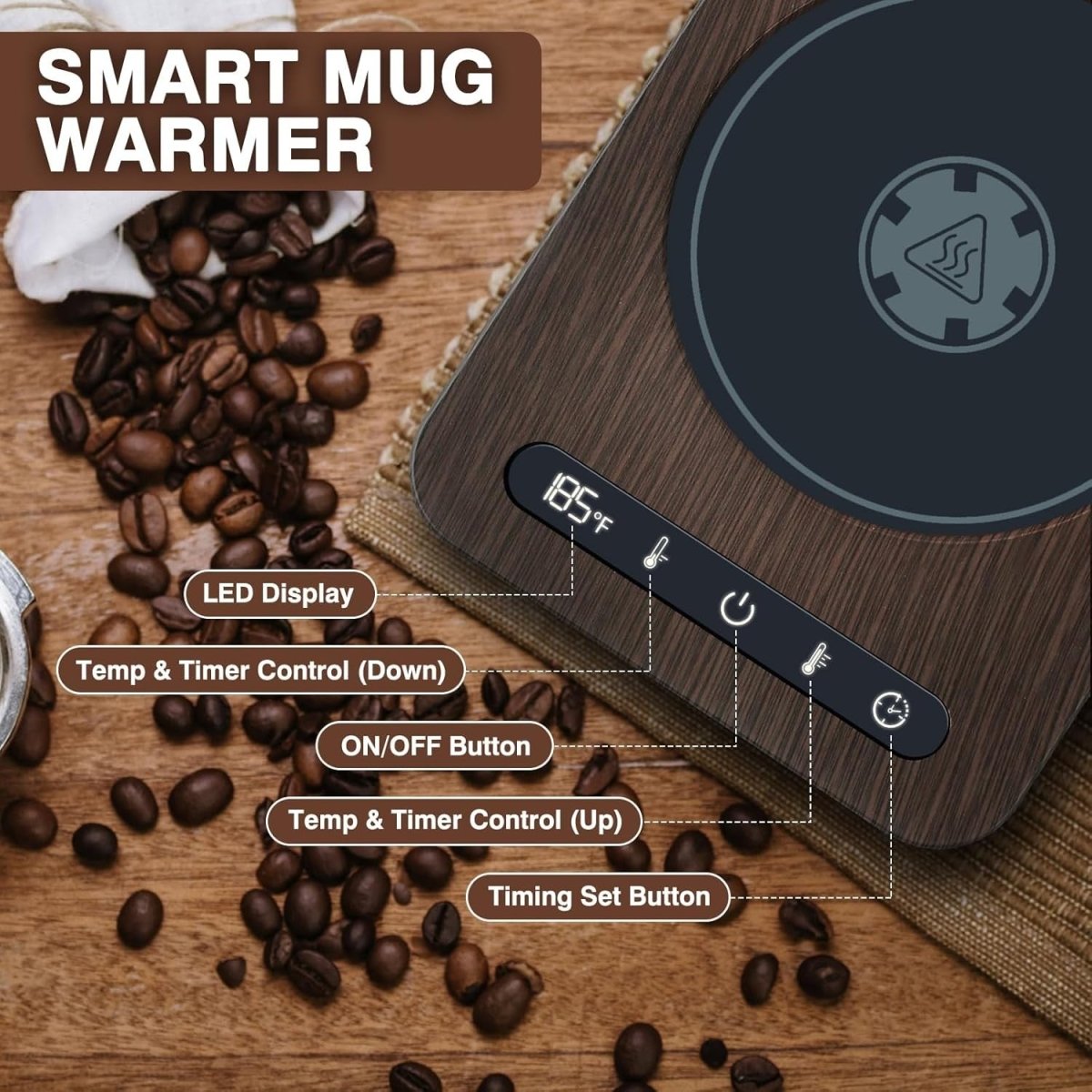 Coffee Mug Warmer Set 4 Temp 12H Timer Desk Cup Heater - Kwikley