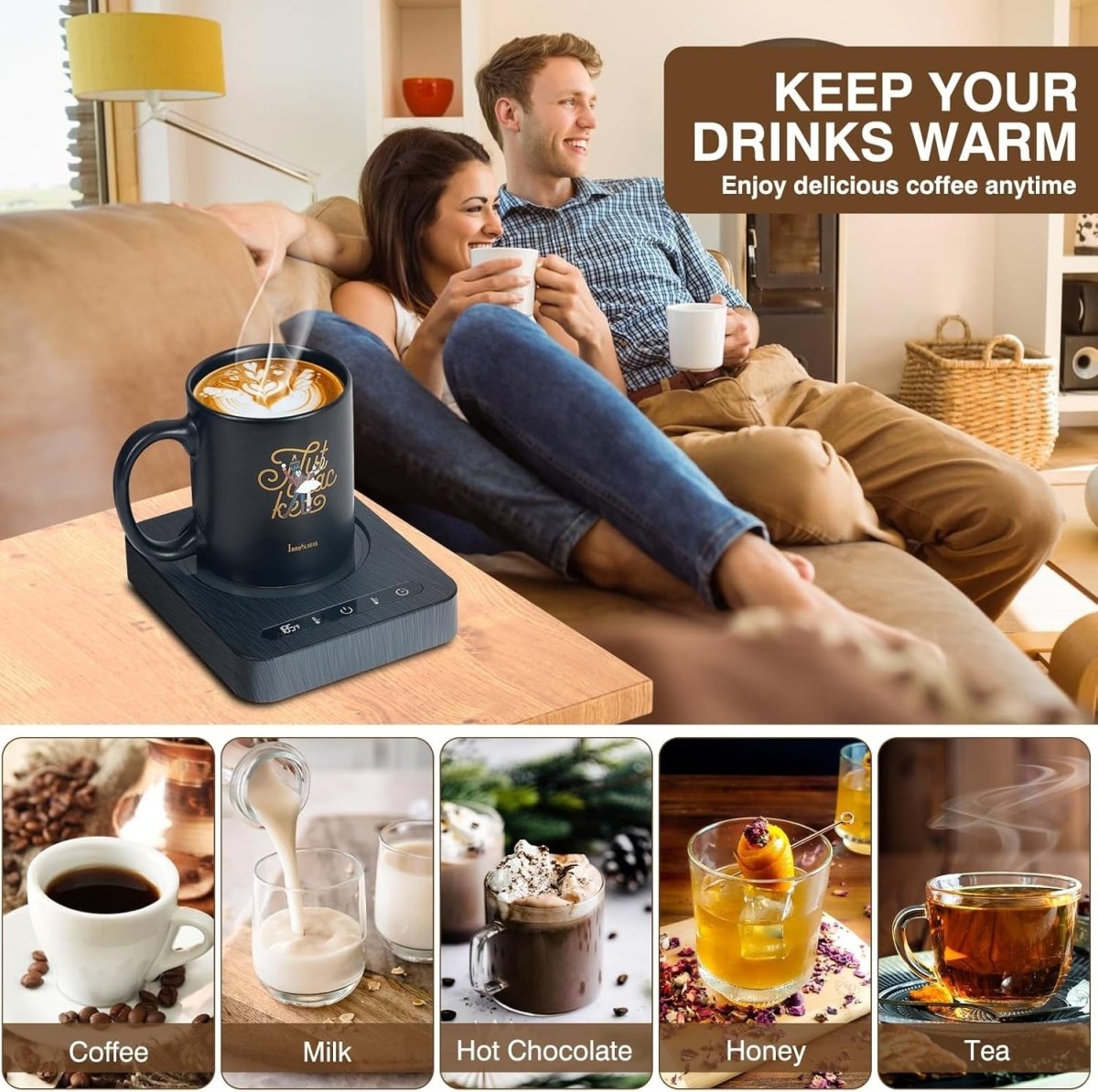 Coffee Mug Warmer Set 4 Temp 12H Timer Desk Heater - Kwikley