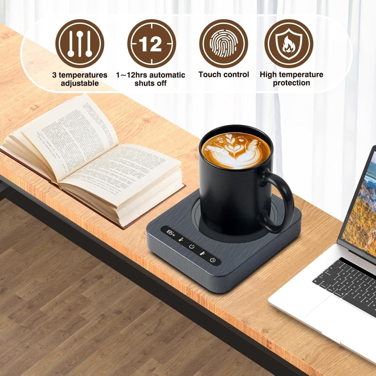 Coffee Mug Warmer Set 4 Temp 12H Timer Desk Heater - Kwikley