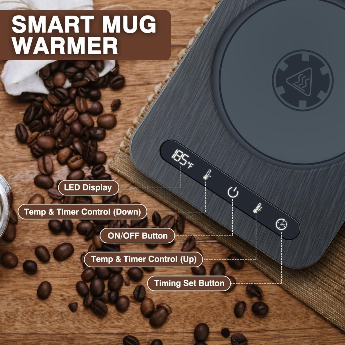Coffee Mug Warmer Set 4 Temp 12H Timer Desk Heater - Kwikley