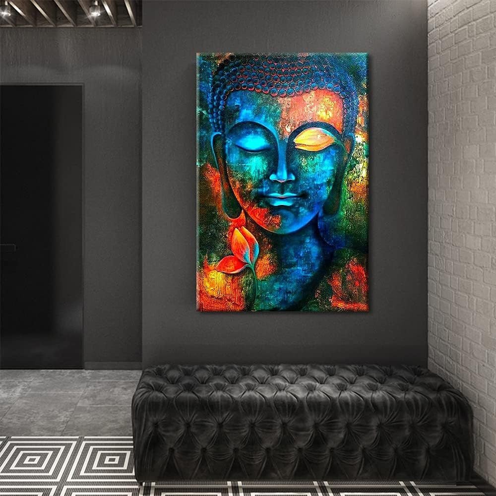 Colorful Buddha Canvas Wall Art 24x16 Zen Abstract - Kwikley
