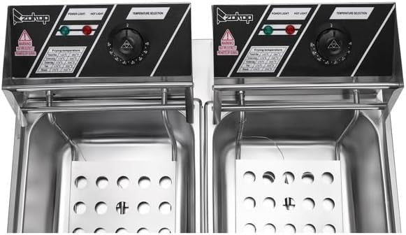 Commercial Double Tank Deep Fryer 21.6L 5000W Stainless Steel - Kwikley