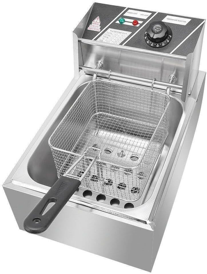 Commercial Electric Deep Fryer 6L 2500W Stainless Steel Temp Control - Kwikley